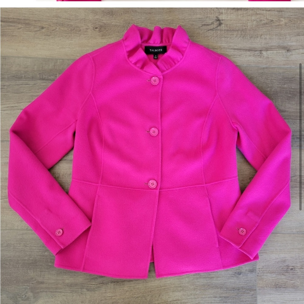 Talbots Ruffle Neck Double Face Jacket Romantic H… - image 3